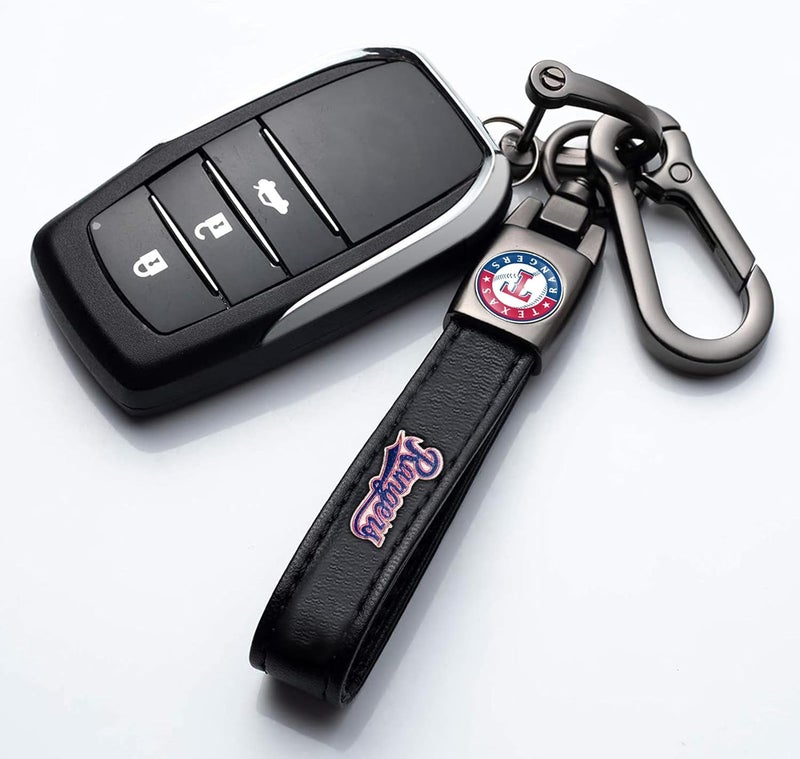 Kaleduo for TX Rangers Baseball Fans Car Keychain with Tire Valve Caps, Car Keyring and Valve Stem Caps Compatible with Key Fob Holder, Delicate Gifts for Men Women, Rangers - Image 3